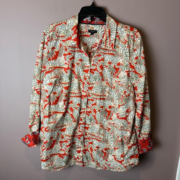 Talbots Petite XL Tiger Red Green Animal Print XLP XL - Picture 3 of 11